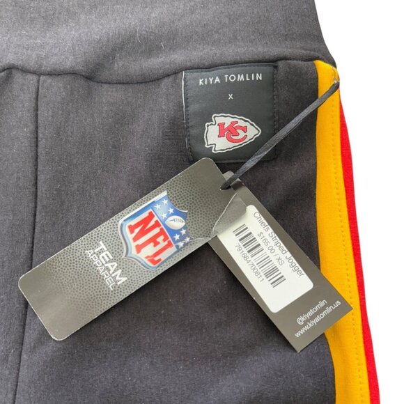 Kiya Tomlin x NFL Kansas City Chiefs Jogger Black Red Yellow Stripes XS NEW - Picture 3 of 8
